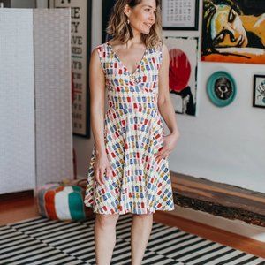 Sigrid Retro Vintage Style Dress in Paleta Print by Effie's Heart Clothing